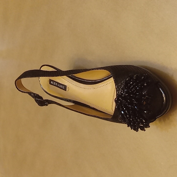 COPY - Alex Marie Belora Suede Peep-Toe Beaded Ornament Sling-Back Pumps 7 - Picture 5 of 8